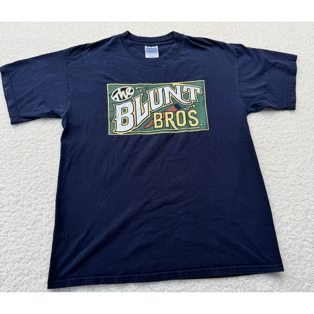 VTG The Blunt Bros Shirt Mens Large Blue‎ Graphic Ultra Cotton Heavyweight